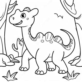 Pagina Para Colorir Do Fofo Parasaurolophus Brincando Na Floresta 38667-32138