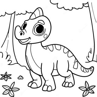 Pagina Para Colorir Do Fofo Parasaurolophus Brincando Na Floresta 38667-32139