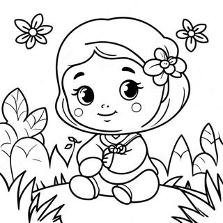 Pagina Para Colorir Da Fofa Bebe Jasmine Em Um Jardim De Flores 38707-32163