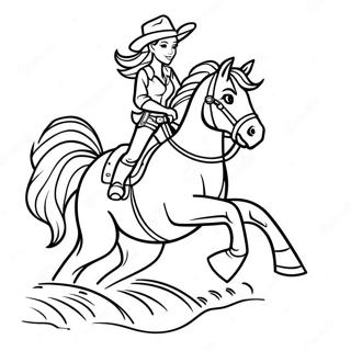 Pagina Para Colorir De Cowgirl Realista Montando Um Cavalo 38726-32190