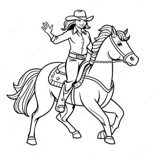 Pagina Para Colorir De Cowgirl Realista Montando Um Cavalo 38726-32191