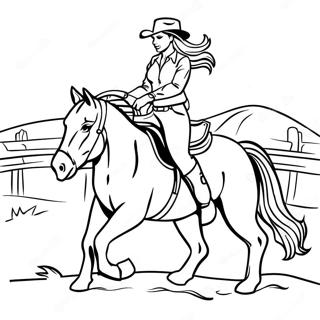 Pagina Para Colorir De Cowgirl Realista Montando Um Cavalo 38726-32192