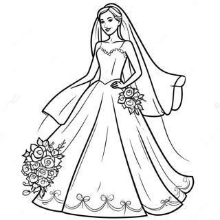 Pagina Para Colorir De Noiva Elegante Com Vestido De Casamento 38757-32210