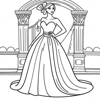 Pagina Para Colorir De Noiva Elegante Com Vestido De Casamento 38757-32211