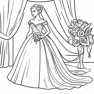 Pagina Para Colorir De Noiva Elegante Com Vestido De Casamento 38757-32212