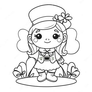 Pagina Para Colorir Da Menina Leprechaun Fofa Com Trevos 39027-32425