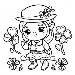 Pagina Para Colorir Da Menina Leprechaun Fofa Com Trevos 39027-32428