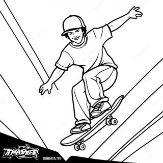 Pagina Para Colorir Do Skateboarder Thrasher Realizando Truques 39298-32628