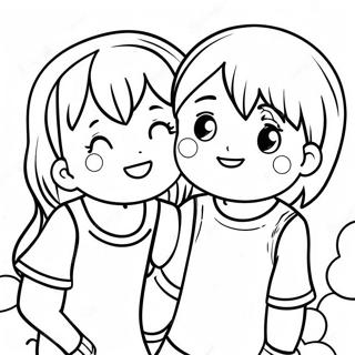 Anime Melhores Amigos Se Divertindo Pagina Para Colorir 39368-32683