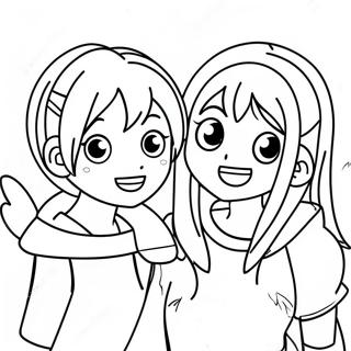 Anime Melhores Amigos Se Divertindo Pagina Para Colorir 39368-32684