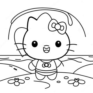 Pagina Para Colorir Do Dia De Praia Da Hello Kitty Fofa 39448-32742