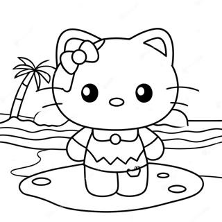 Pagina Para Colorir Do Dia De Praia Da Hello Kitty Fofa 39448-32743