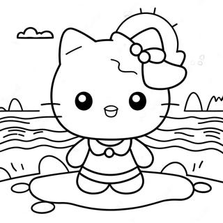 Pagina Para Colorir Do Dia De Praia Da Hello Kitty Fofa 39448-32744