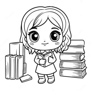 Pagina Para Colorir Chibi Hermione Granger Com Livros 39638-32897