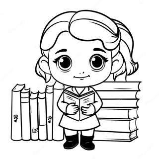 Pagina Para Colorir Chibi Hermione Granger Com Livros 39638-32898