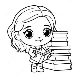 Pagina Para Colorir Chibi Hermione Granger Com Livros 39638-32899