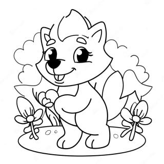 Pagina Para Colorir Lobo Kawaii Brincalhao Com Flores 39648-32902