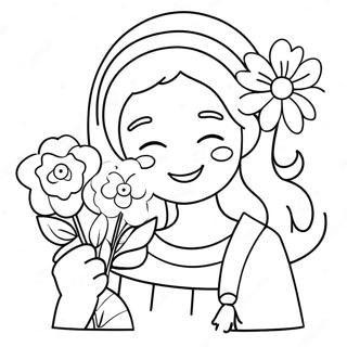 Pagina Para Colorir De Menina Bonita E Fofa Com Flores 39698-32943