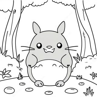 Pagina Para Colorir Totoro Fofo Na Floresta 3981-3222