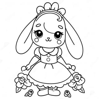 Pagina Para Colorir De Garota Coelha Anime Fofa Em Um Vestido Floral 40598-33640