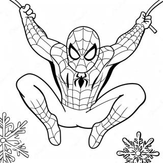 Spider Man Balancando Atraves De Flocos De Neve Pagina Para Colorir 40729-33738