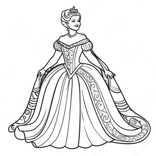 Pagina Para Colorir Da Rainha Elegante Em Roupas Reais 4141-3344