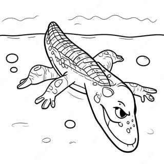 Pagina Para Colorir Vector O Crocodilo Nadando Na Agua 41600-34521