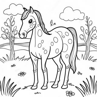 Pagina Para Colorir Do Cavalo Appaloosa Malhado Em Um Prado 41710-34605