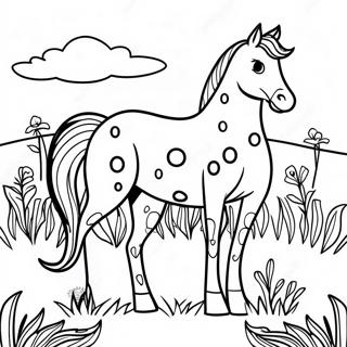 Pagina Para Colorir Do Cavalo Appaloosa Malhado Em Um Prado 41710-34606