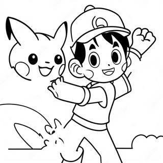 Pagina Para Colorir Do Ash Ketchum Pegando Pikachu 41720-34612