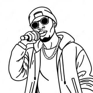 Pagina Para Colorir Do Rapper Legal Com Microfone 4201-3389