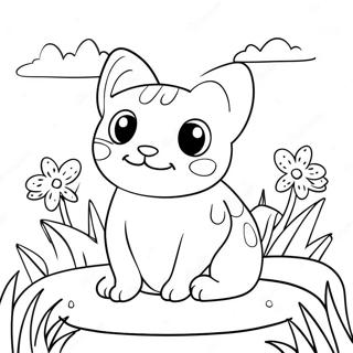 Pagina Para Colorir Sapo Gato Fofo Em Um Jardim 42271-35051