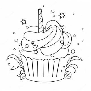 Cupcake De Unicórnio Páginas Para Colorir