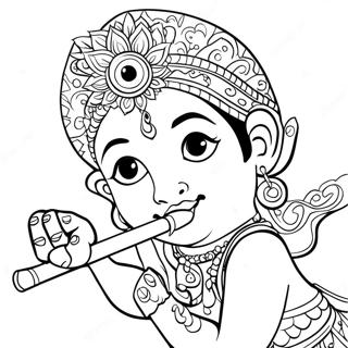 Pagina Para Colorir Do Krishna Tocando Flauta 42892-35720