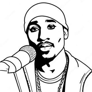 Pagina Para Colorir Do Tupac Com Um Microfone 42912-35737