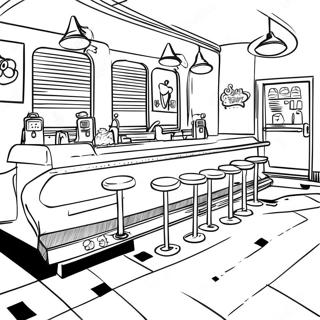 Pagina Para Colorir Diner Retro Dos Anos 50 43123-35899