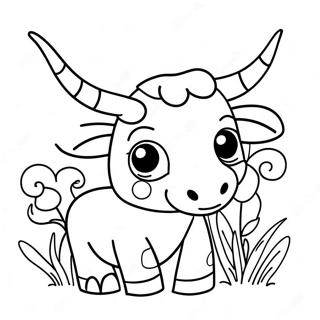 Pagina Para Colorir De Um Fofo Longhorn Do Texas Com Flores 43403-36121