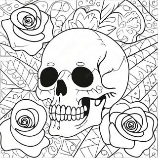 Pagina Para Colorir De Caveira Com Rosa 4340-3499