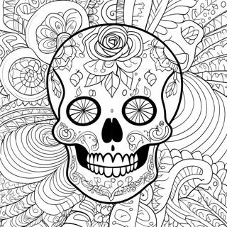 Pagina Para Colorir De Design Intricado De Caveira Com Rosa 4341-3502