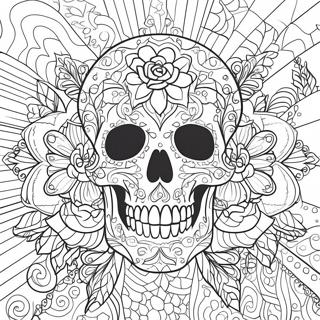 Pagina Para Colorir De Design Intricado De Caveira Com Rosa 4341-3503