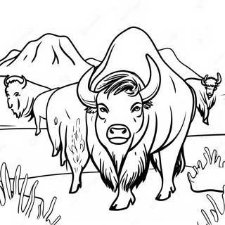 Pagina Para Colorir Do Bisonte Em Yellowstone 43533-36225