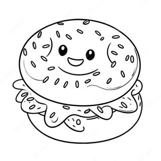 Pagina Para Colorir De Bagel Fofo Com Rosto Sorridente 43583-36266