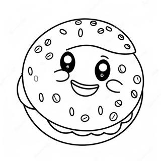 Pagina Para Colorir De Bagel Fofo Com Rosto Sorridente 43583-36267