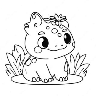 Pagina Para Colorir Do Bulbasaur Fofo Em Um Jardim 4361-3518