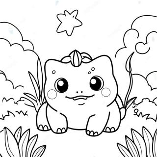 Pagina Para Colorir Do Bulbasaur Fofo Em Um Jardim 4361-3519