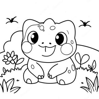 Pagina Para Colorir Do Bulbasaur Fofo Em Um Jardim 4361-3520