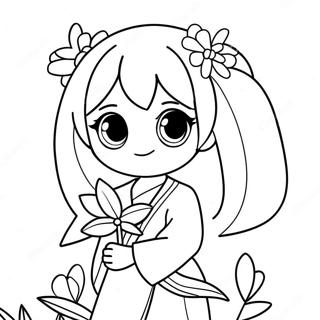 Pagina Para Colorir Da Miku Fofa Com Flores 4401-3550