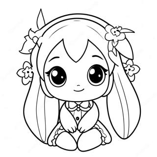 Pagina Para Colorir Da Miku Fofa Com Flores 4401-3551