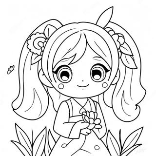 Pagina Para Colorir Da Miku Fofa Com Flores 4401-3552