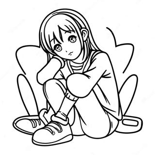 Pagina Para Colorir De Uma Garota Anime Triste Sentada Sozinha 44342-36872